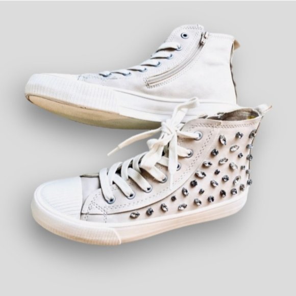 New Zara Girl Limited Edition Faux Suede High Top Studded Sneakers - Picture 5 of 12